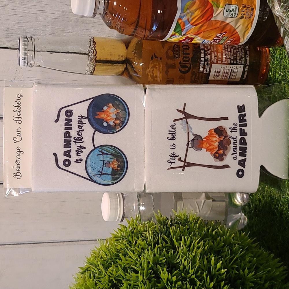 Campfire toasted theme Beverage holder set of 2 for can water bottle beer